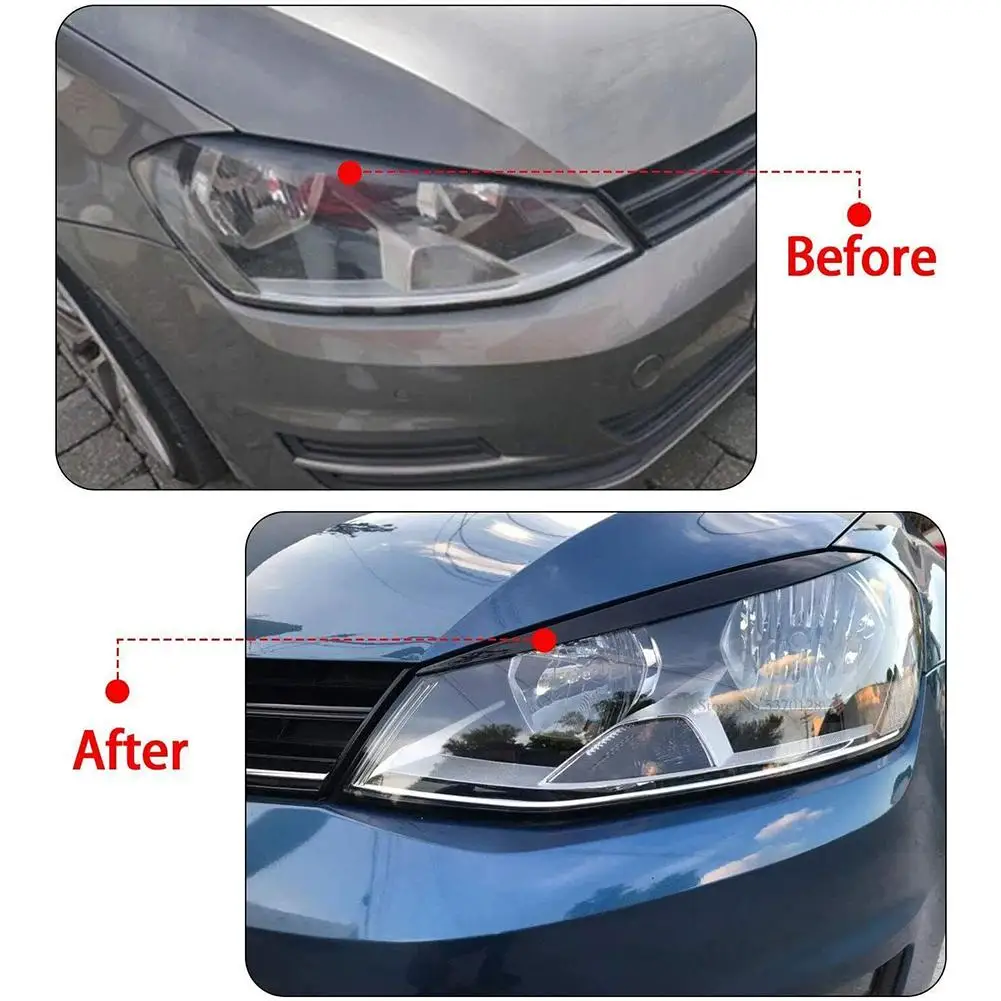 Black ABS Car Headlight Eyebrow Trim Cover For Golf 7