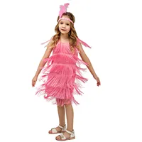Robe à clapet pour filles, danse latine, franges à paillettes, Costume à clapet pour enfants des années 1920, tenue à franges de Jazz pour fête, robe de spectacle en salle de bal 3