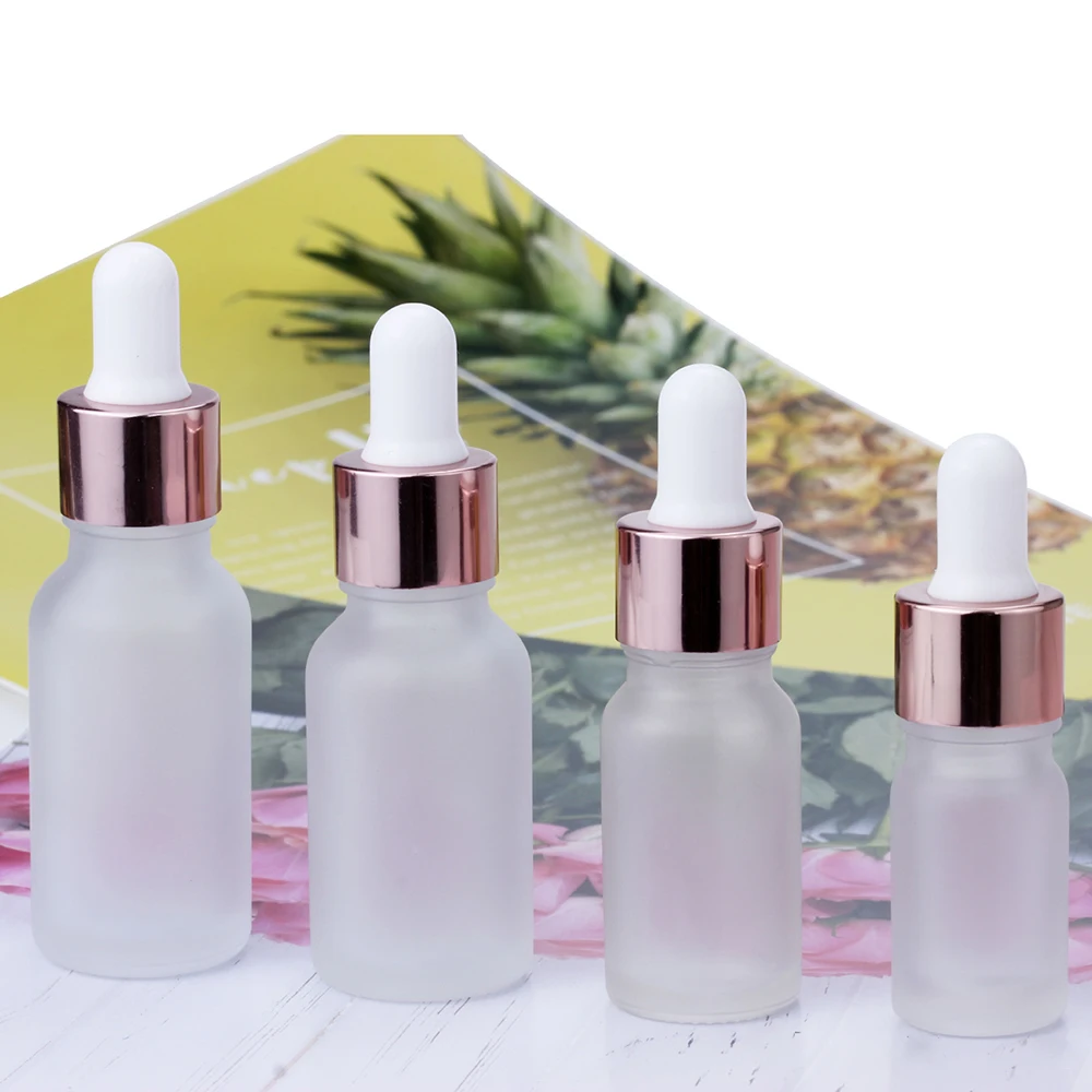 

10Pcs/lot Empty Frosted Glass Dropper Bottle With Glass Pipettes 5ml 10ml 15ml 30ml 50ml Cosmetic Container Essential Oil Bottle