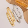 Classic Devil's Eye Gemstone Stainless Steel Gold Plated Women's Bracelet, High Quality Party Jewelry, Wife Gift 5