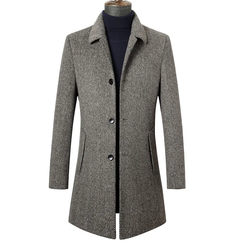 Winter Thickened Double-sided Cashmere Coat Men's Warm Goose Down Liner Medium 100% Wool Jacket Men Woolen Coat Male Chaqueta FC