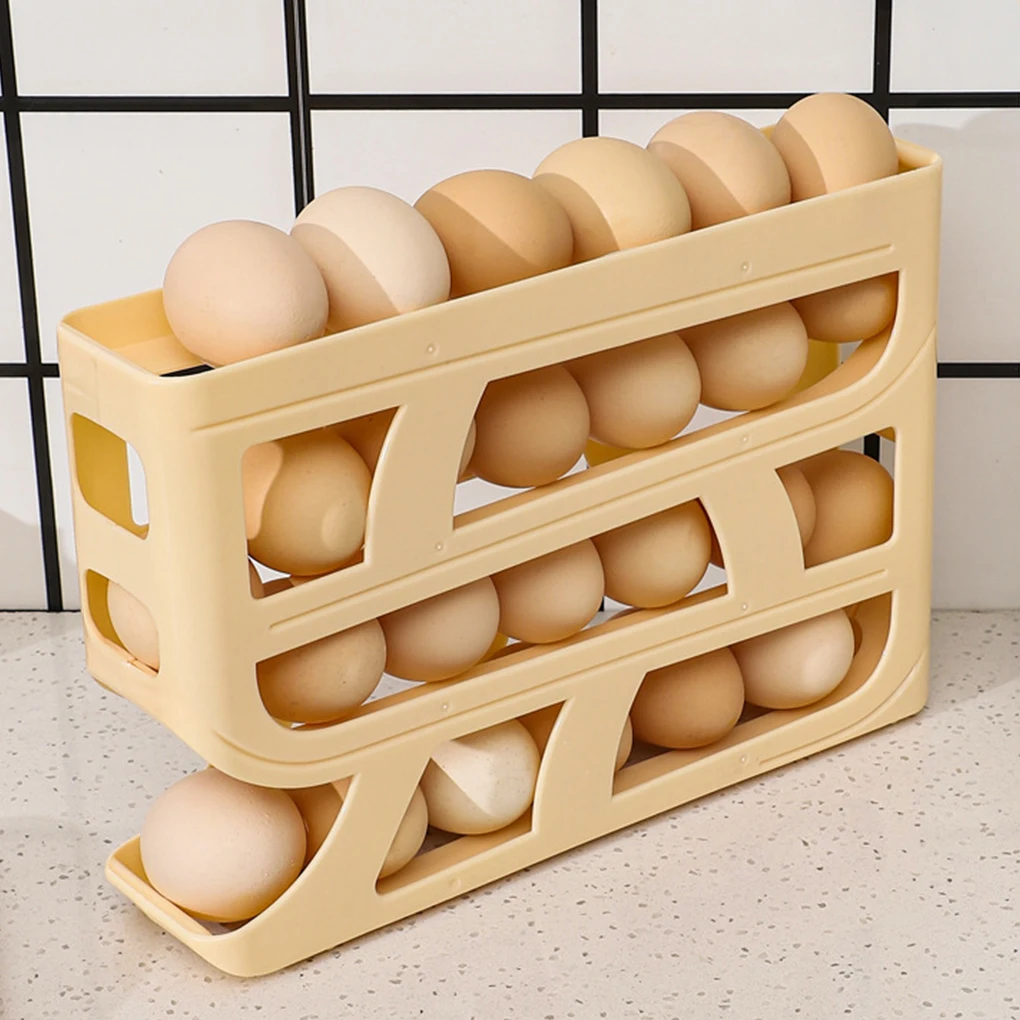 ABS Refrigerator Side Door Storage Box Automatic Egg Dispenser For Automatic Rolling Egg Dispenser Gray 4-layer 4