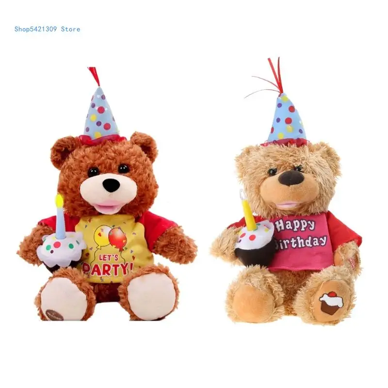 

85WA музыкальный плюшевый медведь, милая мягкая игрушка с кексом и свечой, 13 дюймов, высота, спальные принадлежности, подарки и