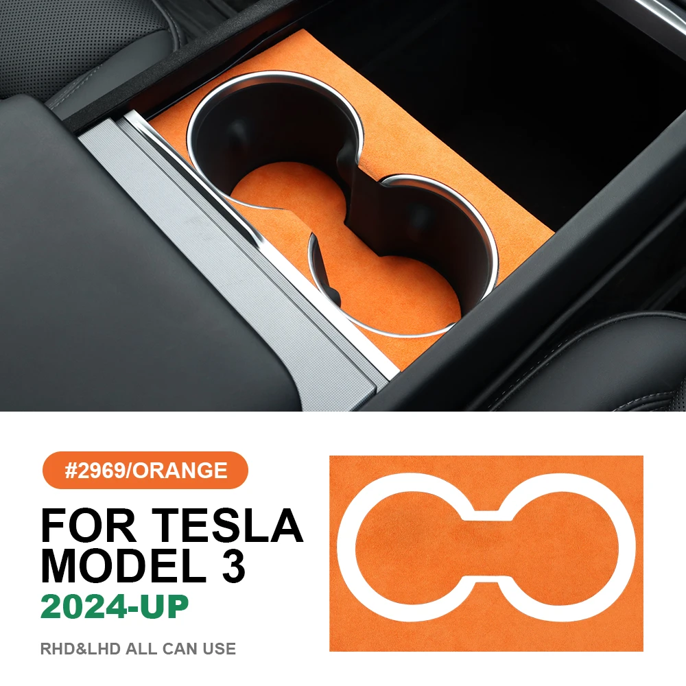 

Итальянская верхняя замшевая центральная консоль держатель стакана воды отделка наклейки для Tesla Model 3 Highland 2024-Up автомобильные аксессуары для интерьера