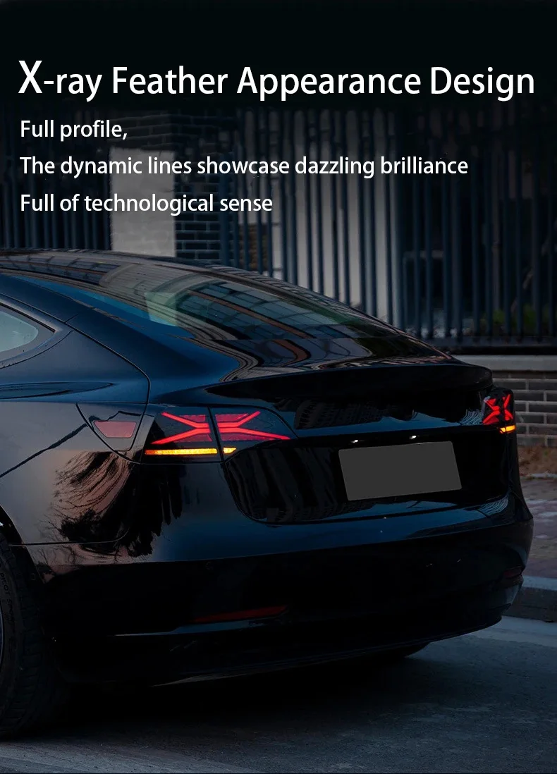 Taillights For 2017 18 19 20 21 2022 Tesla Model 3 and Model Y RGB Car Start Up
