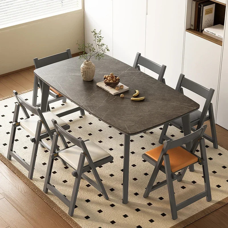 Solid Wood Folding Chair Household Stool Small Apartment Dining Chair Mahjong Office Computer Portable Folding Back