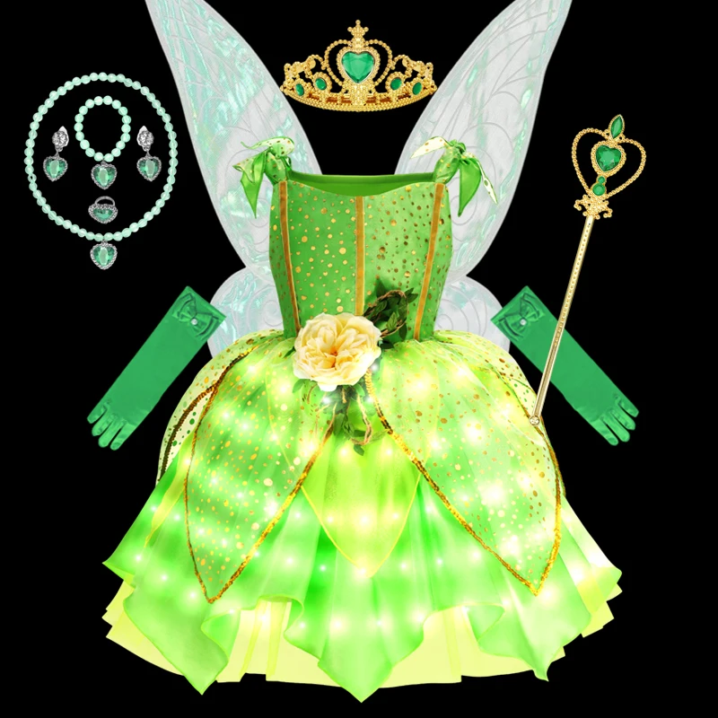 زي فتاة الجنية الزهرية، فستان تنكر تينكربيل، فستان...