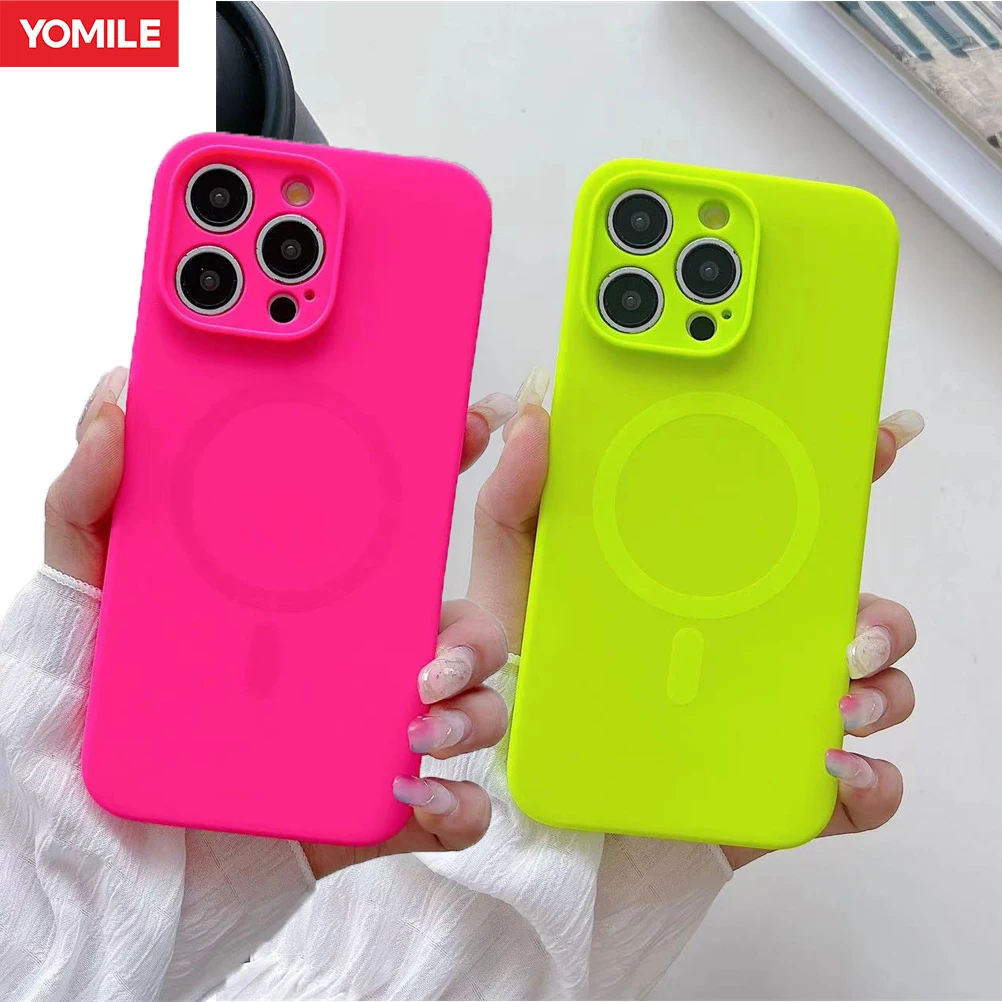 FashionBrightFluorescentLiquidSiliconeMagneticForMagsafeCaseForiPhone16151413ProMaxPlusWirelessChargeCover-AliExpress202192403