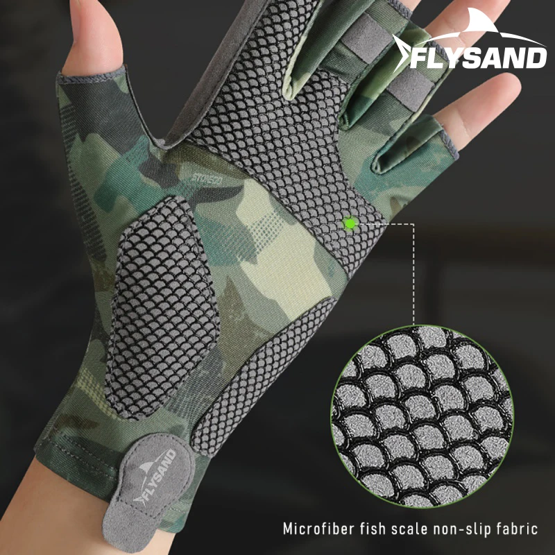 FLYSAND Professional UV Fishing Gloves Men's Ice Silk Fingerless High  Elastic Non-slip Wear Resistant Cycling Outdoor Glove L/XL