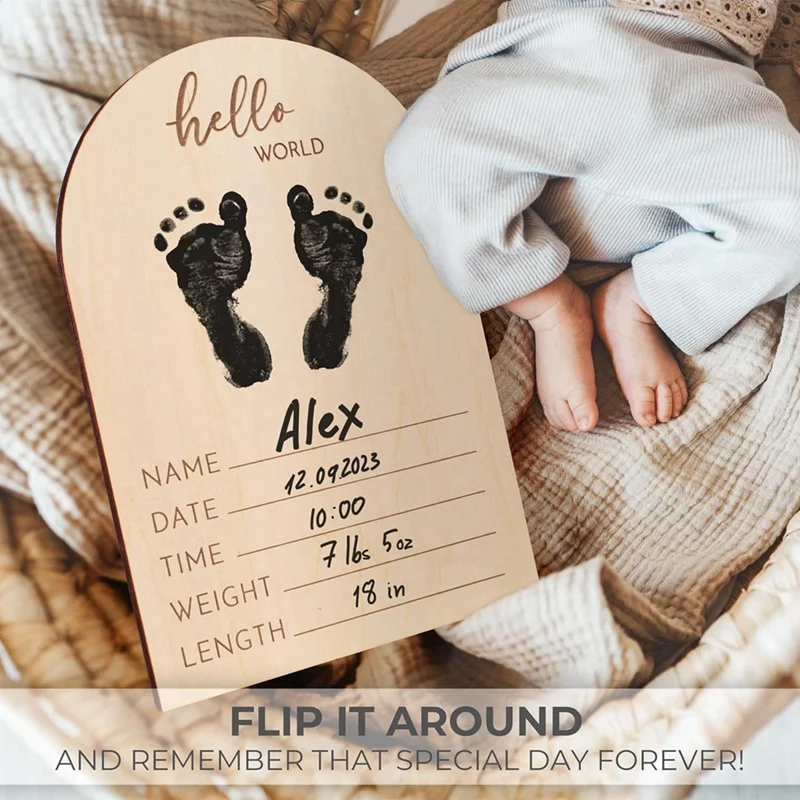 Baby Scanning Photo Frame Pregnancy Gift, Baby's First Birth Sign Board, Baby Bath Photo Props With Footprint Pen Set.-A20P