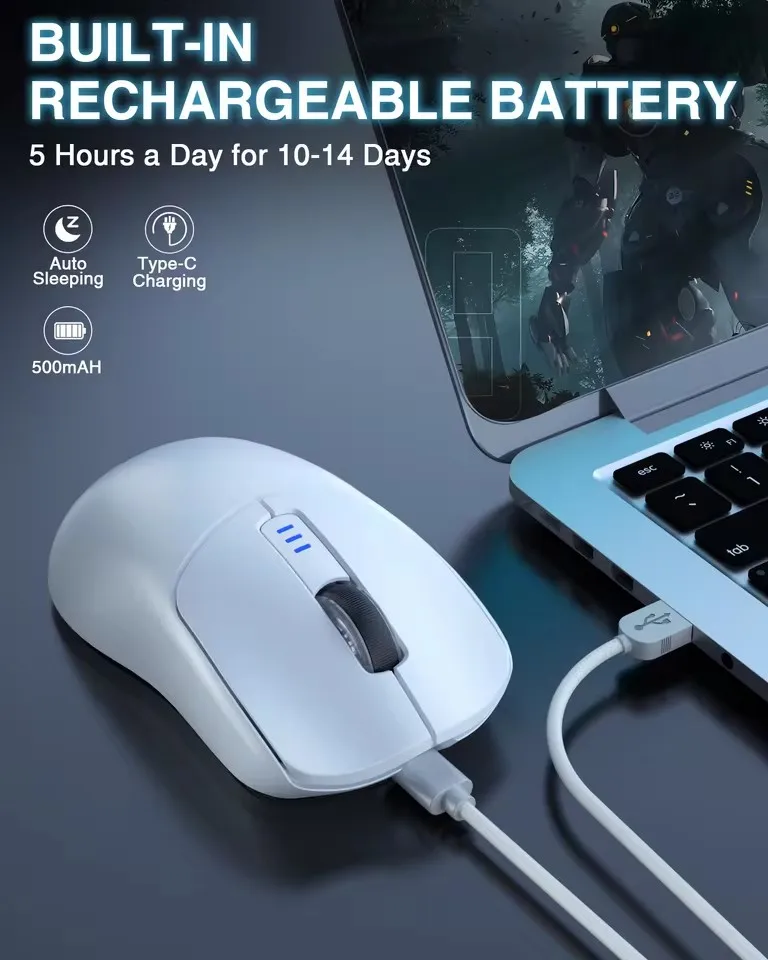 Gaming Mouse AULA SC580 BT/2.4G/Wired Tri-mode 10000 DPI PAW3325 Sensor Lightweight Esports Office Accessorie