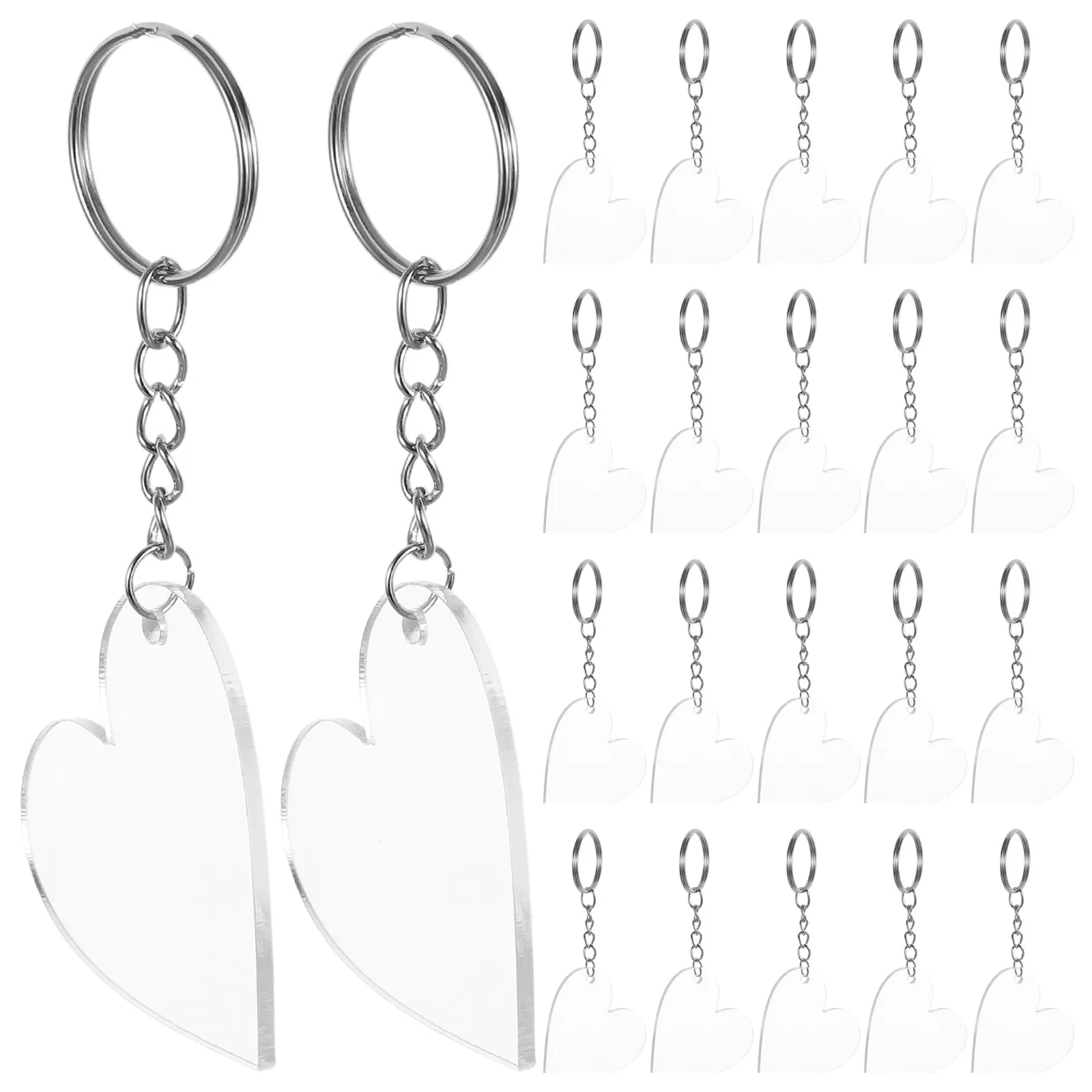 90pcs 아크릴 하트 블랭크 Diy 키 체인 공예 프로젝트를위한 구멍이있는 투명한 하트 디스크 쥬얼리 만들기 웨딩 파티 장식