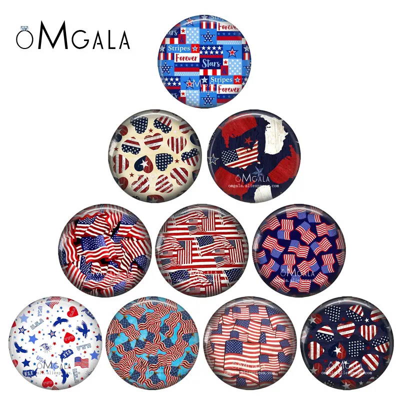 Love Usa American Map Flag Art Patterns 10Pcs 12Mm/18Mm/20Mm/25Mm Round Photo Glass Cabochon Demo Flat Back Making Risultati