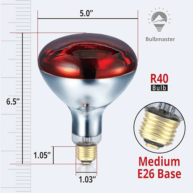 BONGBADA Quartz glass e27 Infrared bulb lamp 2PC 100W 250W Red Solar Spectrum R125 infrared Heating bulb Chicken Heating lamp