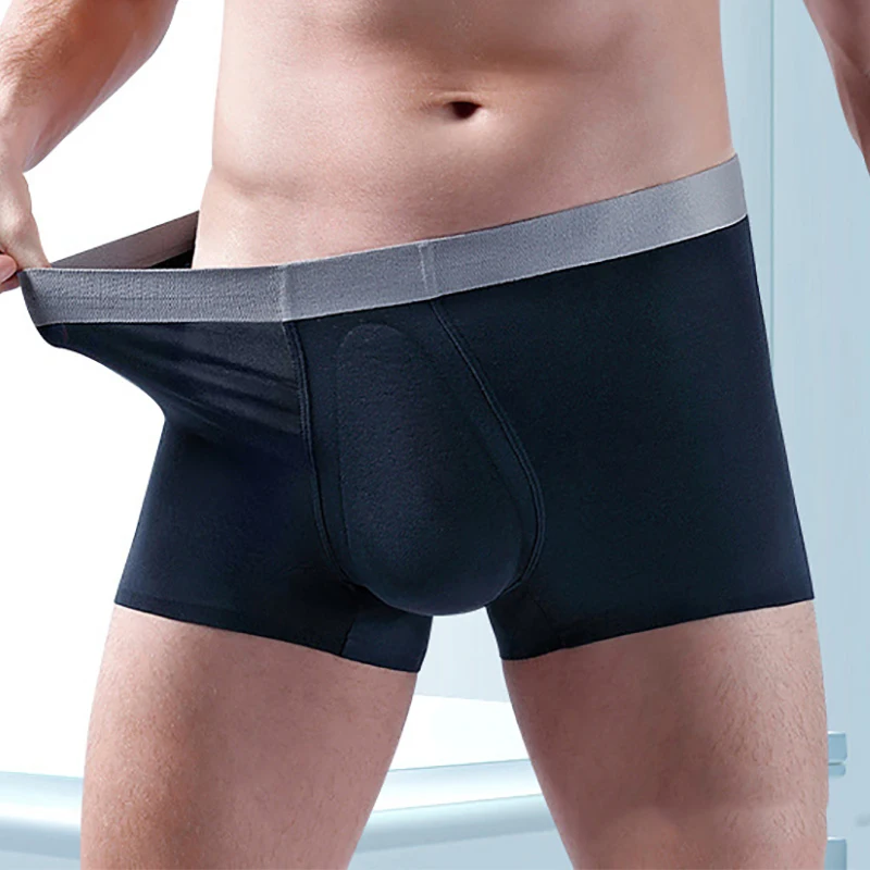 

Mens Modal Boxer Shorts 3D Penis Pouch Slip Homme Panties Seamless Silk Underwear Underpants Cuecas Boxershorts Trunks 4XL