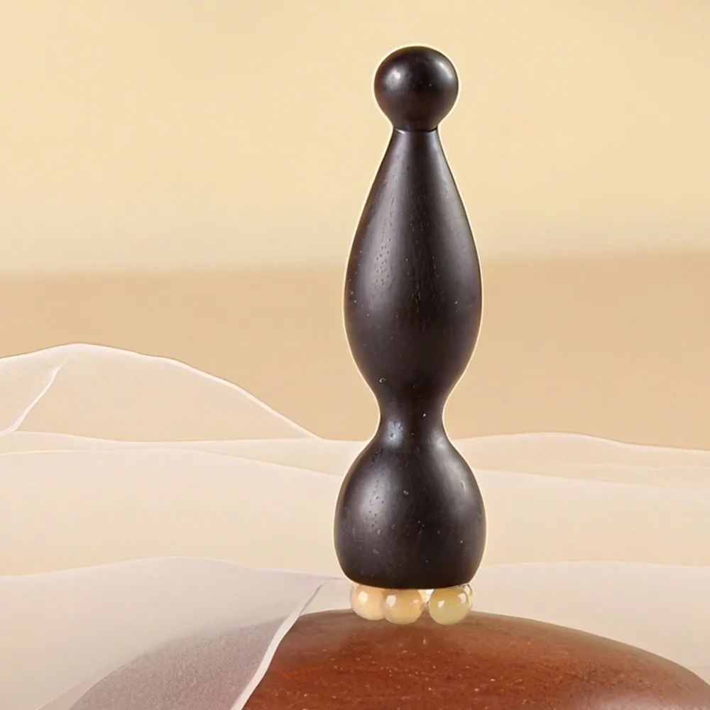 Five Beads Design Sandalwood Lotus Seedpod Massager Face Lifting and Tightening Reduce Puffiness Eye Massage Stick Traditional