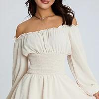 New Fashion Women Have A Sense Of Design And Versatile Daily One-line Collar Long-sleeved Shorts Skirt - Image 6