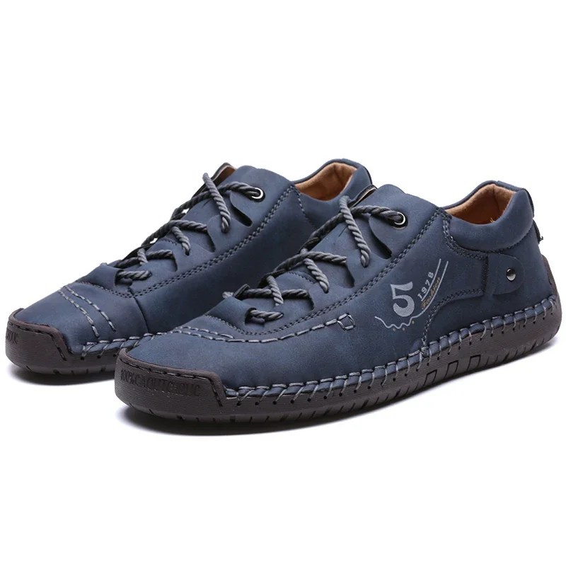 38-48 Fashion Hand Sewn Mens Leather Shoes Antiskid Casual Wear Resistant Loafers Shoes Tenis Masculino Driving Free Shipping 5
