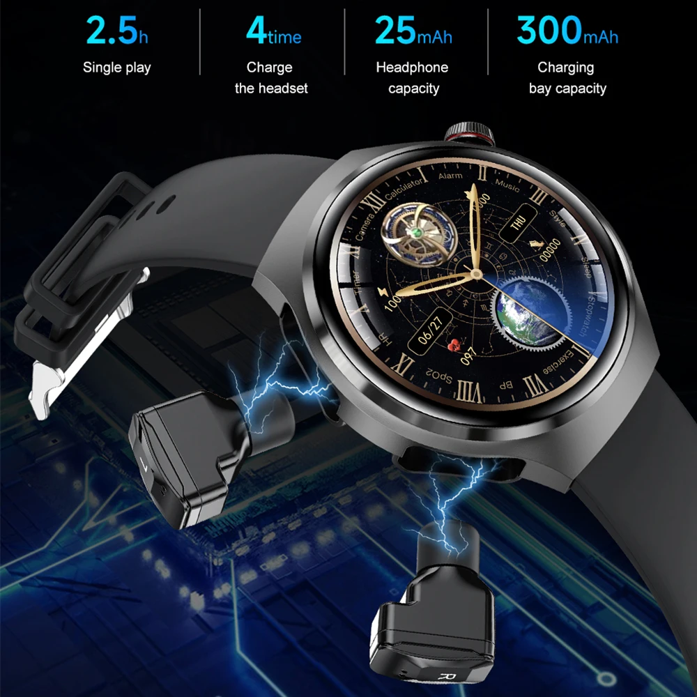 TWS 2 in 1 ����Ʈ ��ġ(�̾���� ����) Smartwatch Bluetooth �̾��� �ɹڼ� ���� ����� ������ �ð� ��Ʈ�Ͻ� �ð�