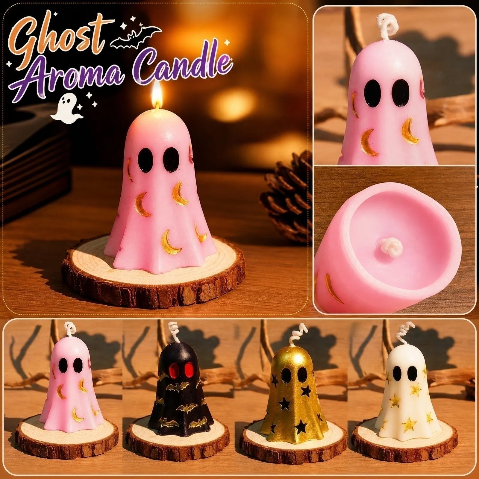 Ethereal Glow: Gothic Ghost Scented Soy Candle for Home and Halloween Decor