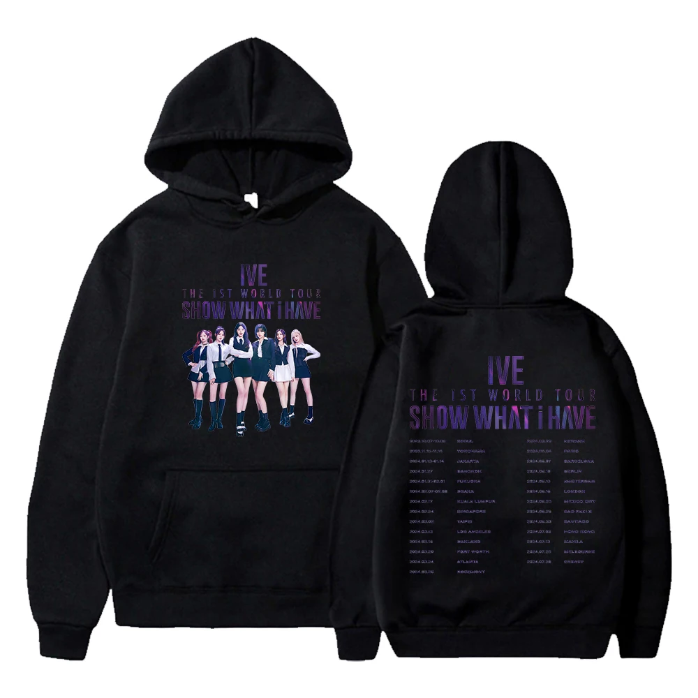 Kpop IVE The 1ST World Tour Show What I Have Merch Hoodie Long Sleeve Streetwear Men Women Hooded Sweatshirt Fashion Clothes