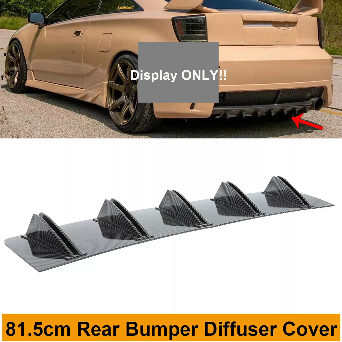 81.5cm Universal Rear Bumper Diffuser 5 Shark Fins Splitter Spoiler ...