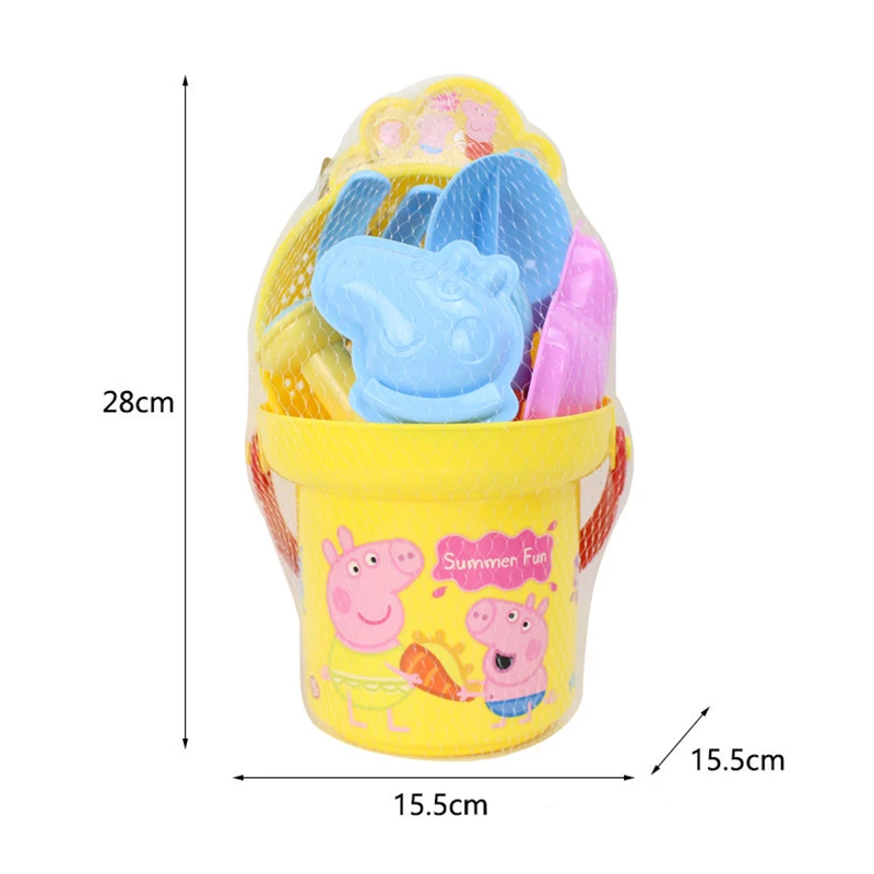 Peppa Pig 어린이용 해변 놀이 세트, 집 시뮬레이션 버킷 삽 체 물주기 캔, 모래 도구 선물 장난감 놀이