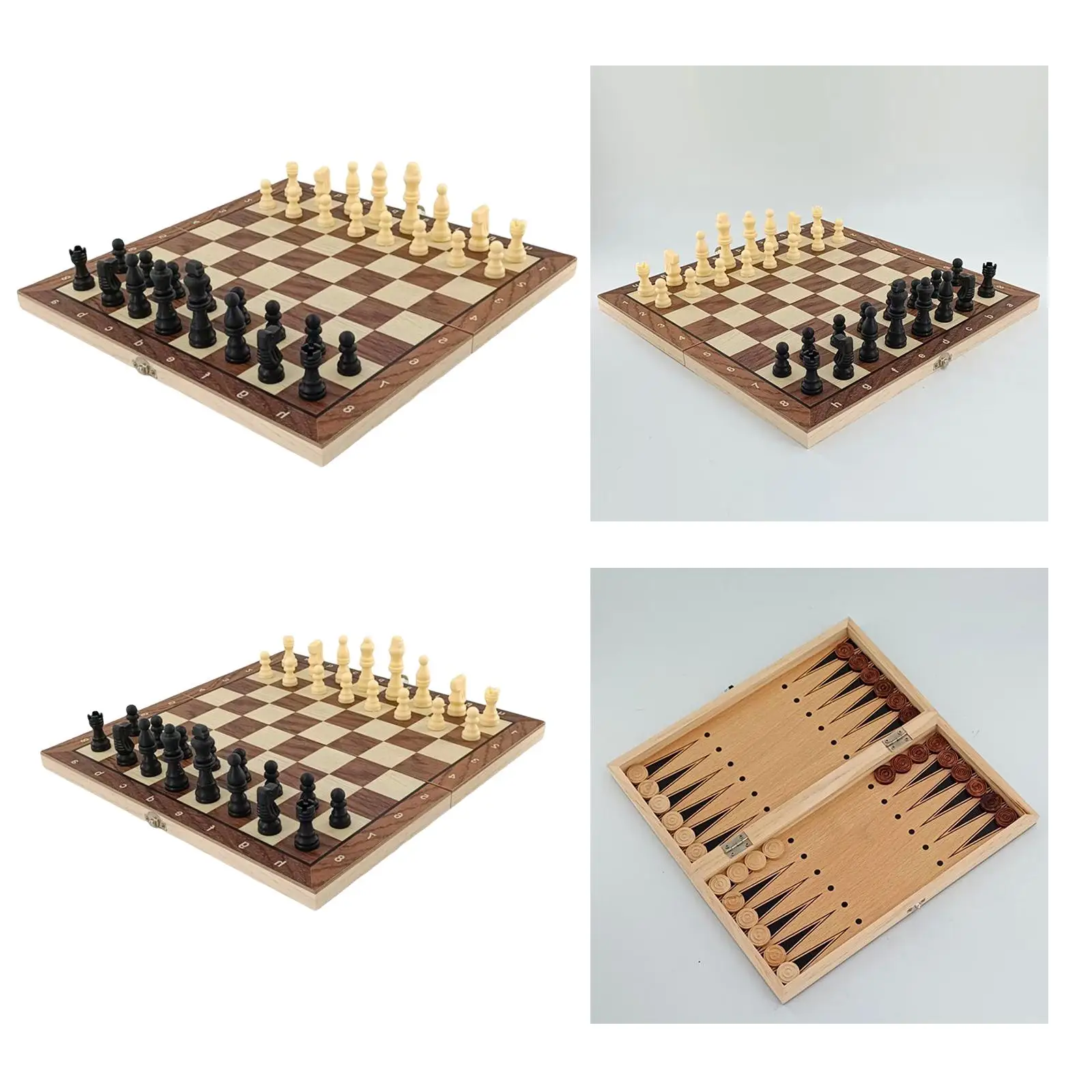 Wooden Chess Backgammon Checkers Travel Games Chess Set for Family Perfect Gifts
