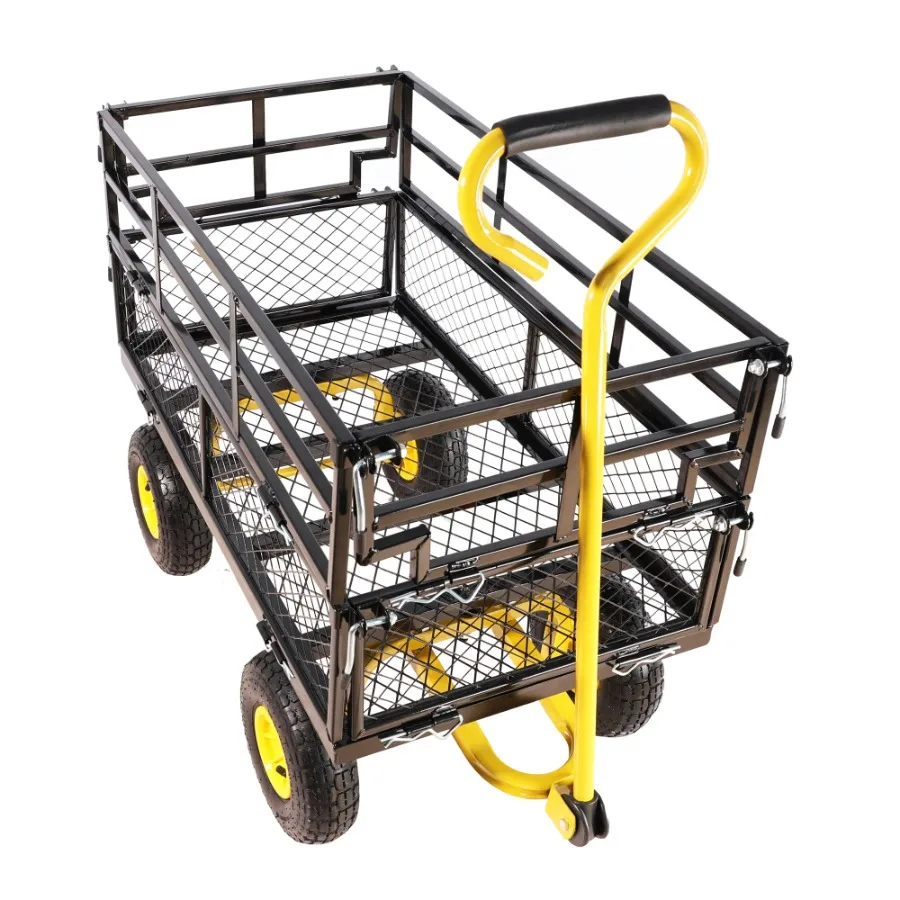 Yellow Black Garden Cart Trucks for Easy Firewood Transport