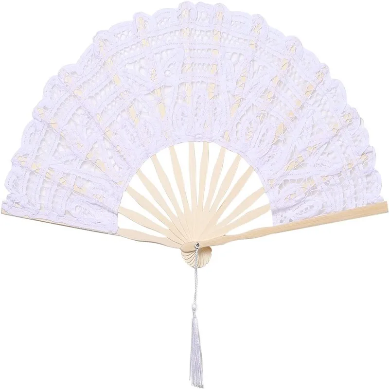 

Home Decoration Crafts 14 Bamboo Bones Lace Embroidery Wedding Bridesmaid Dance Decorative Fans Fan