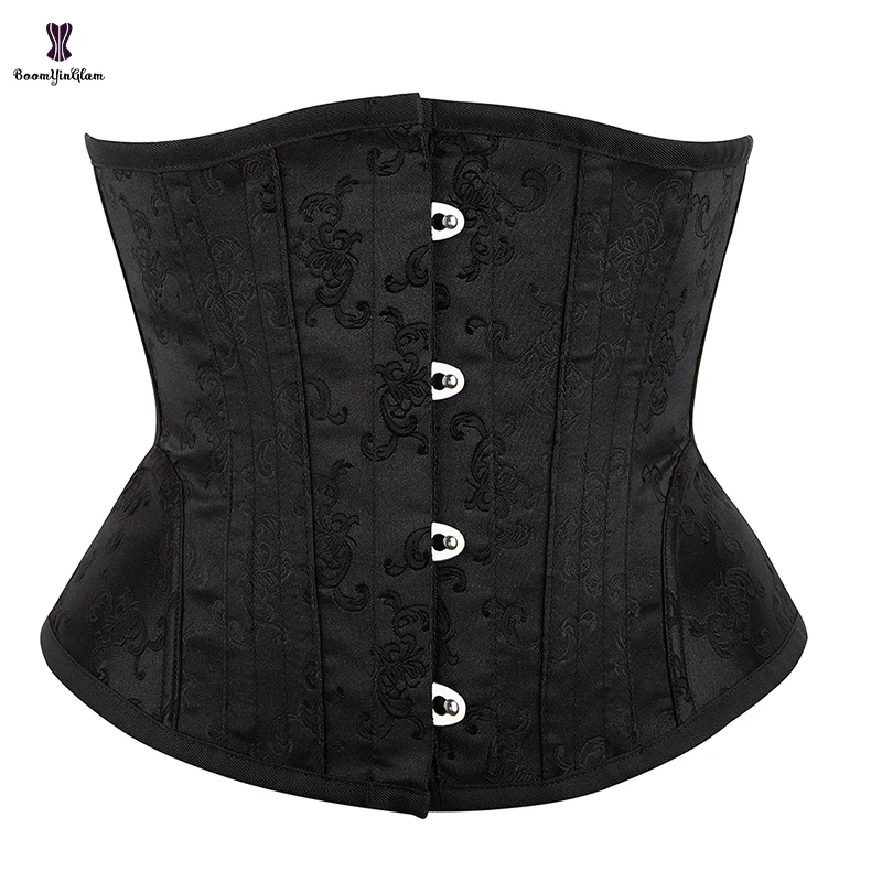 4 Busk Closure 14 Robs Black Underbust Corset  Gothic Waist Trainer Cincher Shaper Steam Punk Style Korset Women XXS-6XL