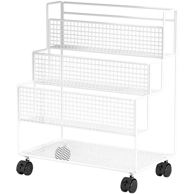 "Children's Room Desk Bookshelf Mobile Floor To Floor With Wheels Book Organizer Office Large Capacity File Storage Rack"