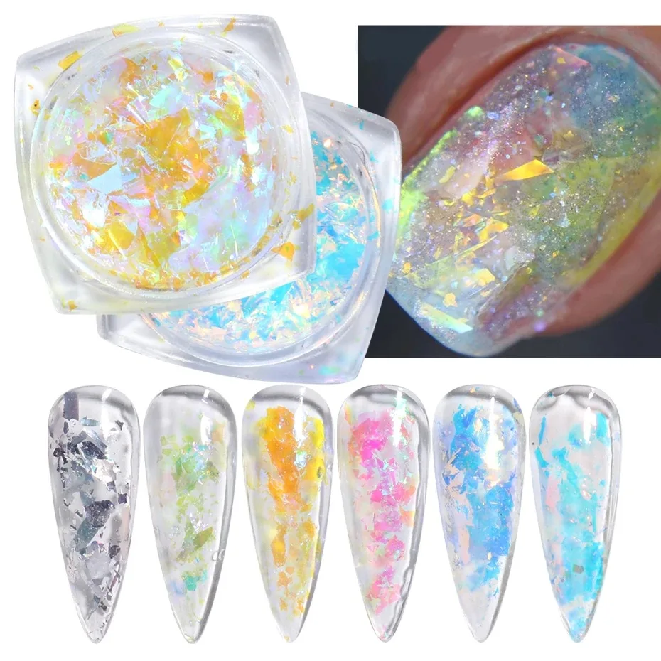 

JOEEE Net Red Nail Glitter Powder Snowflake Powder Aurora Ice Platinum Sheet Symphony Flake Nail Glitter