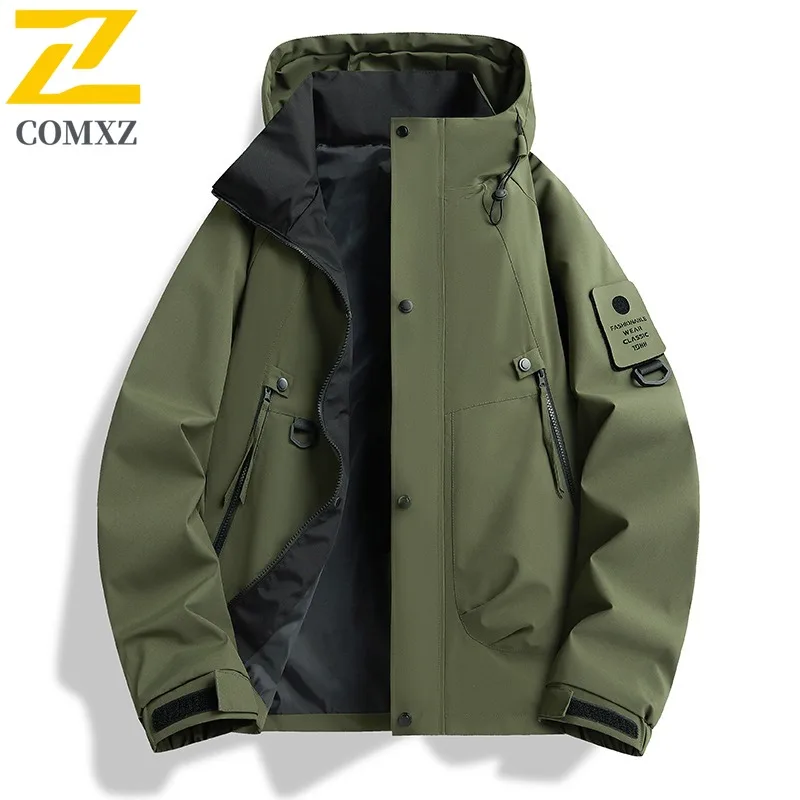COMXZ Men Winter Jacket Premium Hooded Outdoor Mountaineering Thick Warm Parka Leisure Everyday Style Lightweight Windbreaker