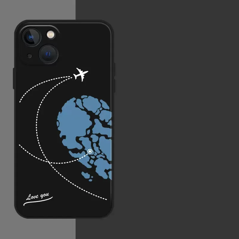 thumbnail image 1 of Aircraft Love Heart Couple Phone Case For iPhone 13 11 12 14 15 Pro Max Mini XS Max XR SE 14 Plus Plane Transparent Cover Fundas, 1 of 5