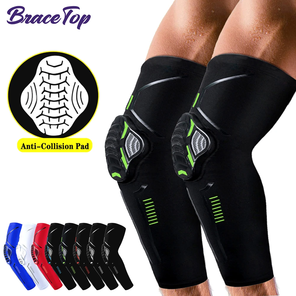 BraceTop 1Pair Sports Anti-collision Elbow Pads Compression Arm Sleeves Protector Basketball Football Cycling Knee Support Guard