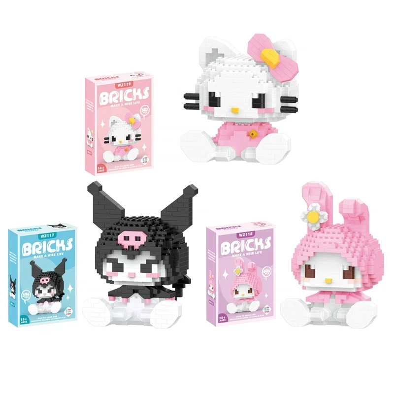 

Sanrio Hello Kitty new Building Block Anime Figure Kuromi Assembled Toys Decorative Ornament Model Children's Puzzle Dolls Gifts