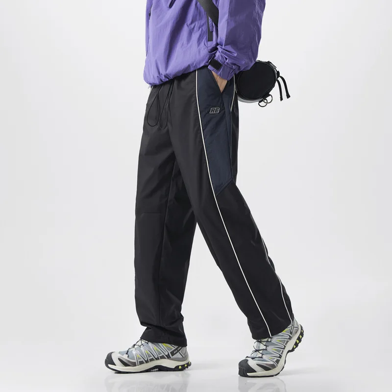 New Striped Splicing Casual Pants for Men High Street Fashion Loose Versatile WideLegged Sweatp