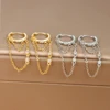 Nouveauté Double chaînes longues gland boucles d'oreilles pour femmes coréen en acier inoxydable Zircon suspendus boucle d'oreille Piercing bijoux