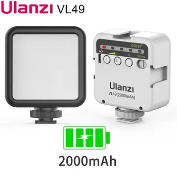 Ulanzi 미니 브이로그 LED 필 라이트, 화이트 옐로우, 따뜻한 2000mAh, 5500K 줌 조명, 사진 조명, 비디오, 사무실 램프, VL49, 6W