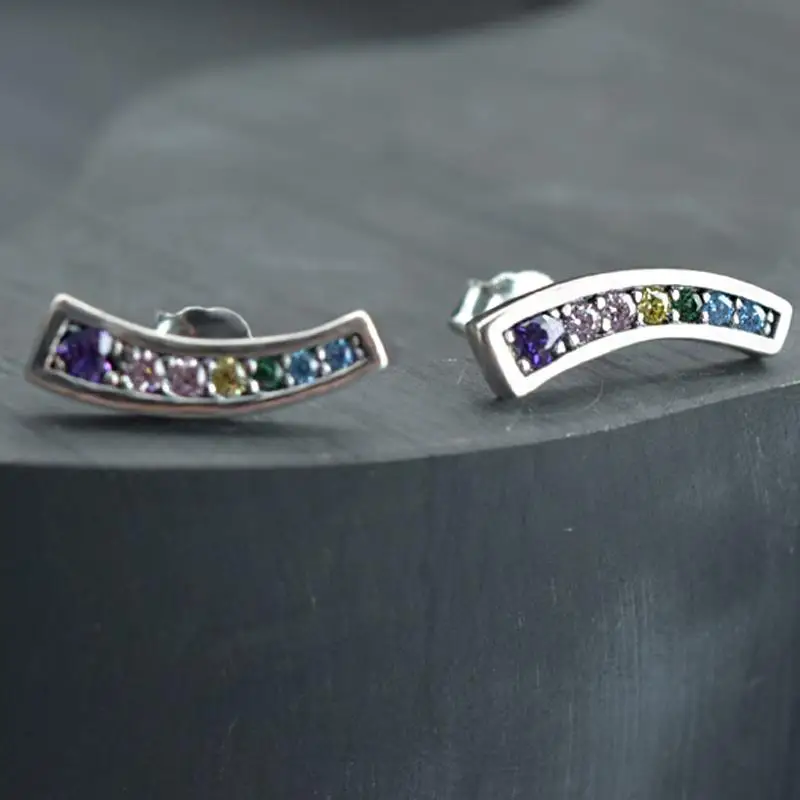 2022 Authentic 925 Sterling Silver Earring Sparkling Star Blue Gem Golden Heart Halo Stud Earrings Women Jewelry BirthdayGift