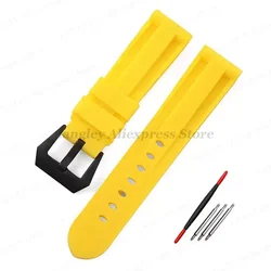 Versatile Silicone Rubber Watch Band - Sporty Replacement Wristband - 22mm (Yellow-Black)