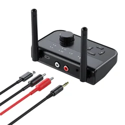 Wireless Bluetooth 5.3 Audio Transmitter & Receiver with Dual Device Pairing and 3.5mm Aux/RCA Support - V5.3 (Black)