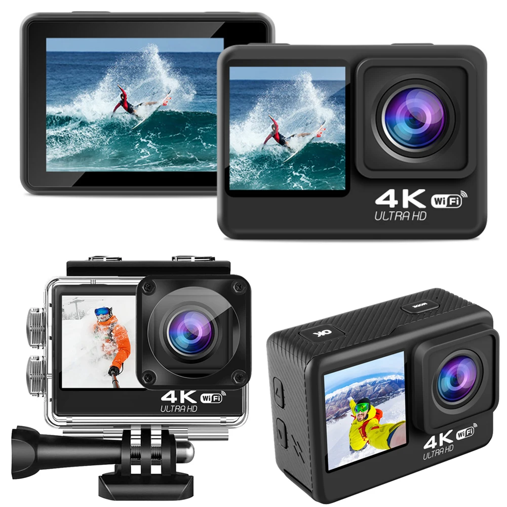 Dual Ips Screen Action Camera 16Mp Wifi Anti-Shake Action Camera 4K 60Fps Videocamera Digitale Impermeabile Eis 16Mp Sports Cam