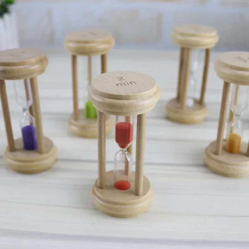1pcs 5x5x10cm Wooden 1/2/3 Minute Hourglass Timer Time Creative Home Decoration Small Ornaments Living Room Sand Timer Liquid Hourglass Timer Colored Hourglass