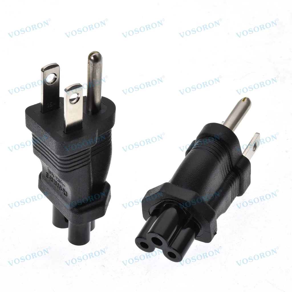 IEC320 C5 to USA NEMA 5-15P Power Plug Adapter