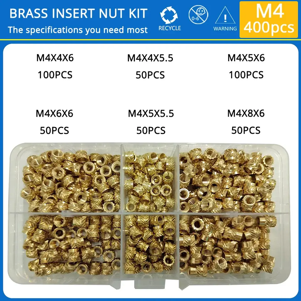 M2 M2.5 M3 M4 M5 M6 Brass Heat Set Insert Nut Hot Melt Knurled Threaded Inserts for 3d Print Embedment Copper Nut Assortment Kit image 5