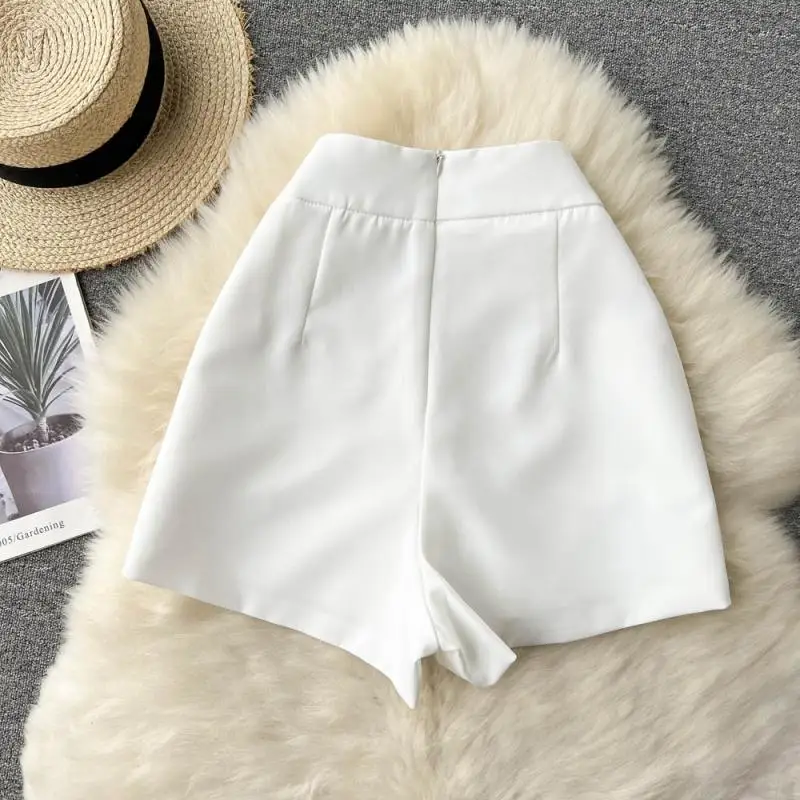 High Waist Button Wide Leg Shorts Women 2022 Spring Summer New Black White Casual A-line Shorts Hot Shorts Streetwear women's clothing stores