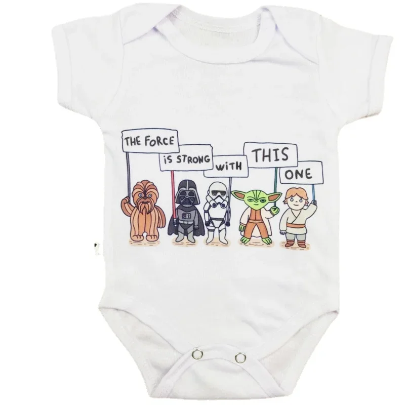 Newborn Rompers The Force is Strong With This One Baby Cotton Romper Playsuit Outfits Infant Boys Girls Jumpsuit Summer Costumes