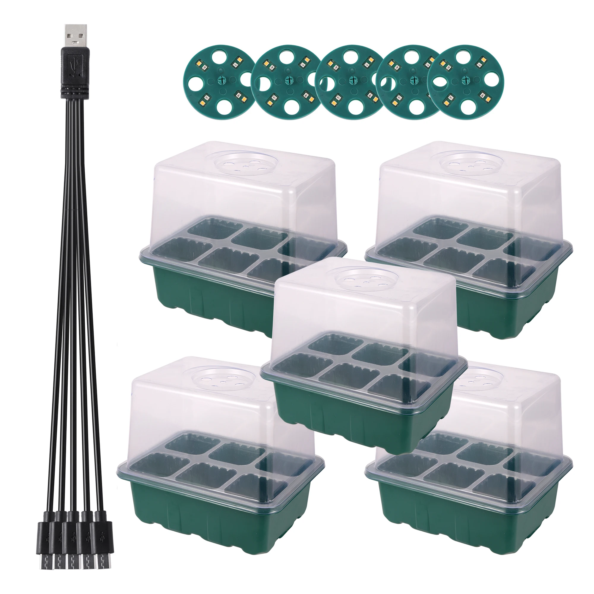 Led Grow Light 6/12 Fori Vassoi Di Avviamento Per Semi Pianta Grow Box Vassoi Per Piantine Germinazione Strumento Di Germinazione Per Giardinaggio Ind